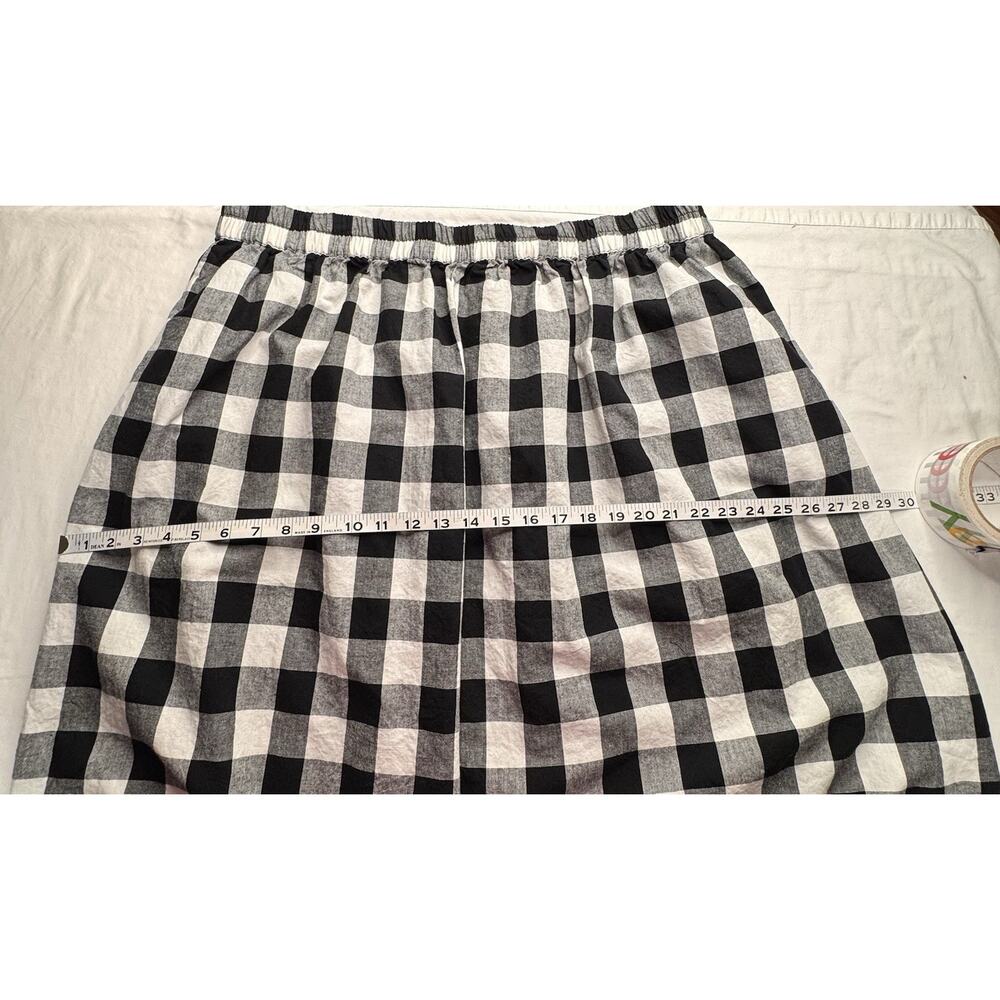 Joan Rivers Xl Black White Plaid Pull On Skirt Elastic Waist 100% Cotton Pockets - Picture 7 of 9